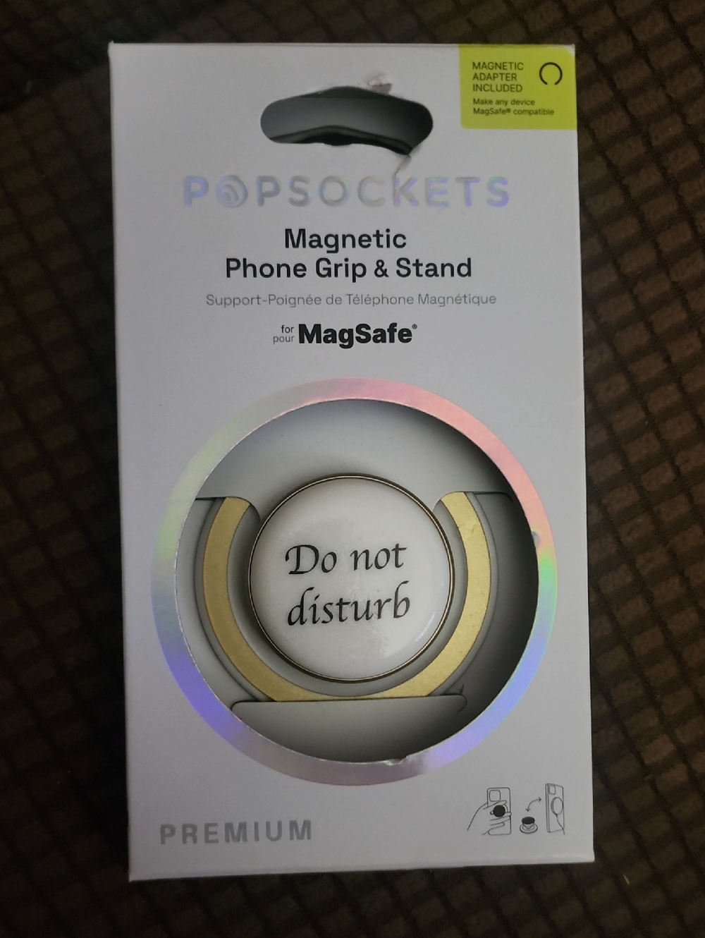 PopSocket MagSafe Magnetic Phone Grip & Stand - White and Gold "Do not disturb"